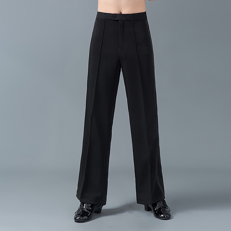 Latin Dance Pants Split Joint Men's Training Performance High POLY Cotton2