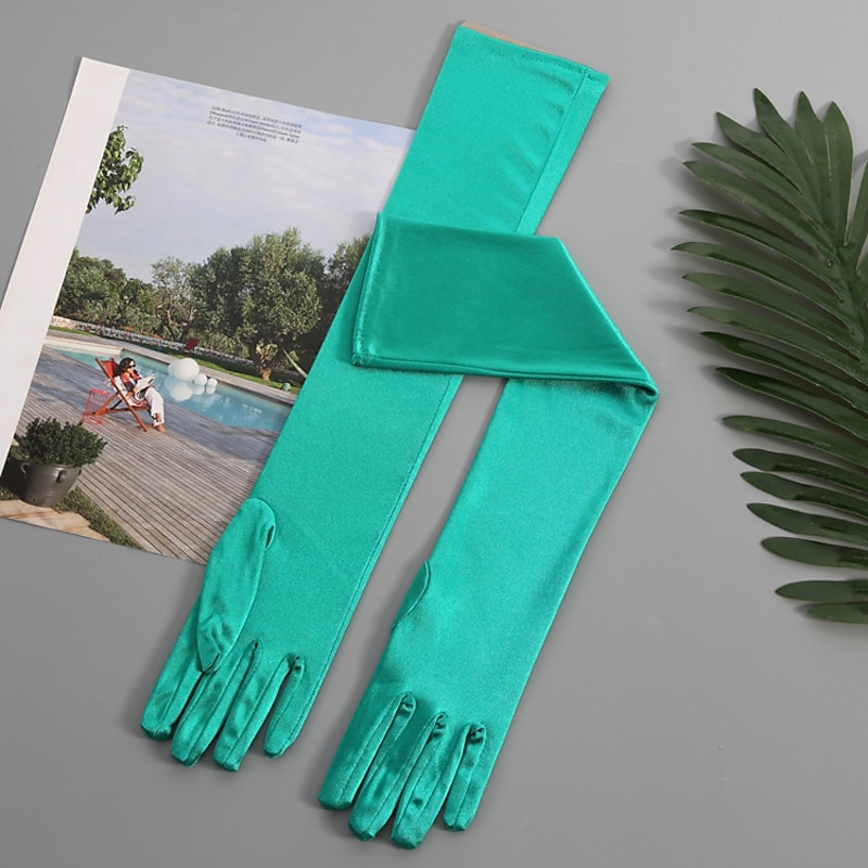 Lace / Elastic Satin / Satin Elbow Length Glove Elegant / Party / Evening With Pure Color Wedding / Party Glove2