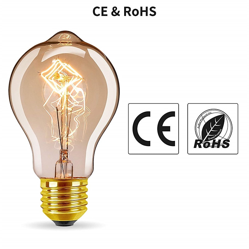6pcs 4pcs Edison Vintage Incandescent Light Bulb Dimmable A19 40W E26 E27 Decorative Bulbs for Wall Sconces Ceiling Light 220-240V4