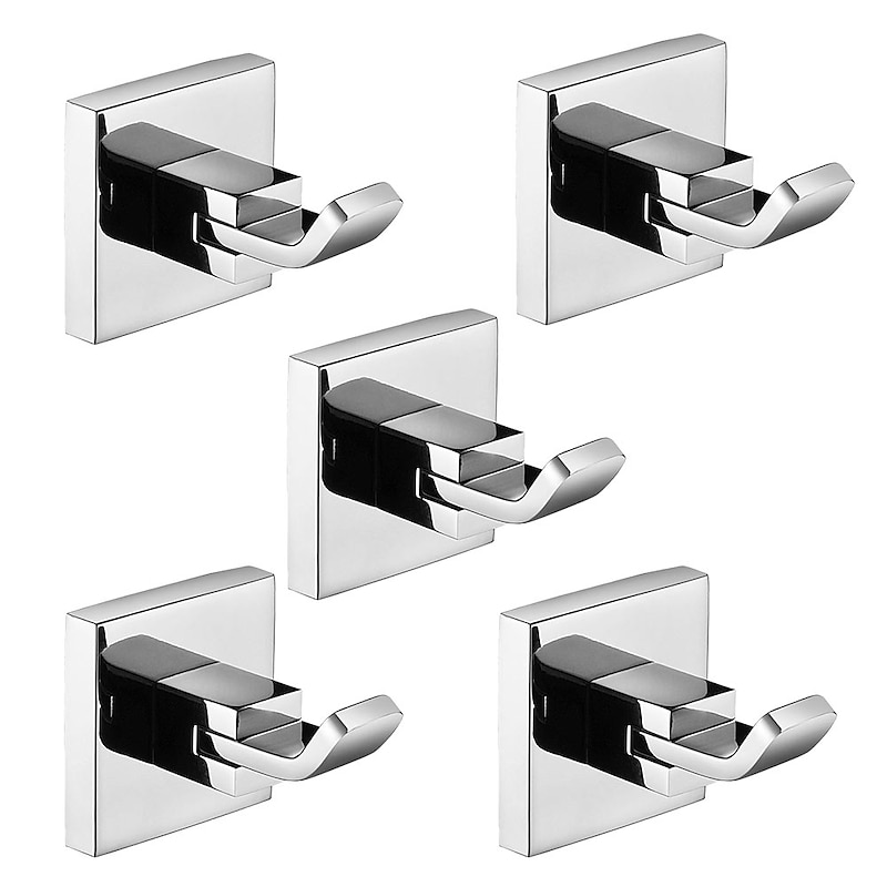 5pcs Robe Hooks,Bathroom Chrome Towel Hooks 304 Stainless Steel Wall Mounted Clothes Hooks For Bathroom/Kitchen