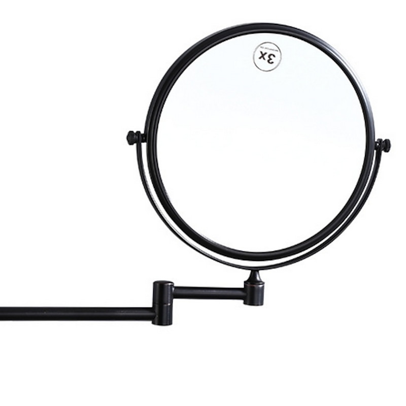 Bathroom Cosmetic Mirror Glass Brass Body and Stainless Steel Base Contemporary 1pc2