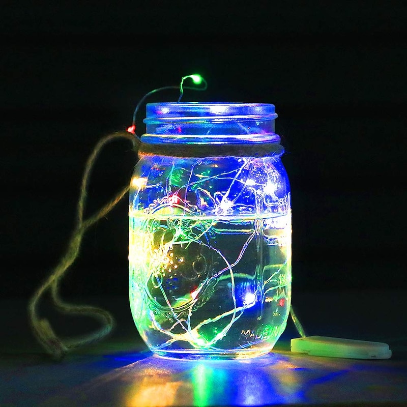 1pc 2m String Lights Outdoor Waterproof String Lights 20 LEDs Warm White  White  Multi Color for Christmas Party Decorative Batteries Powered4