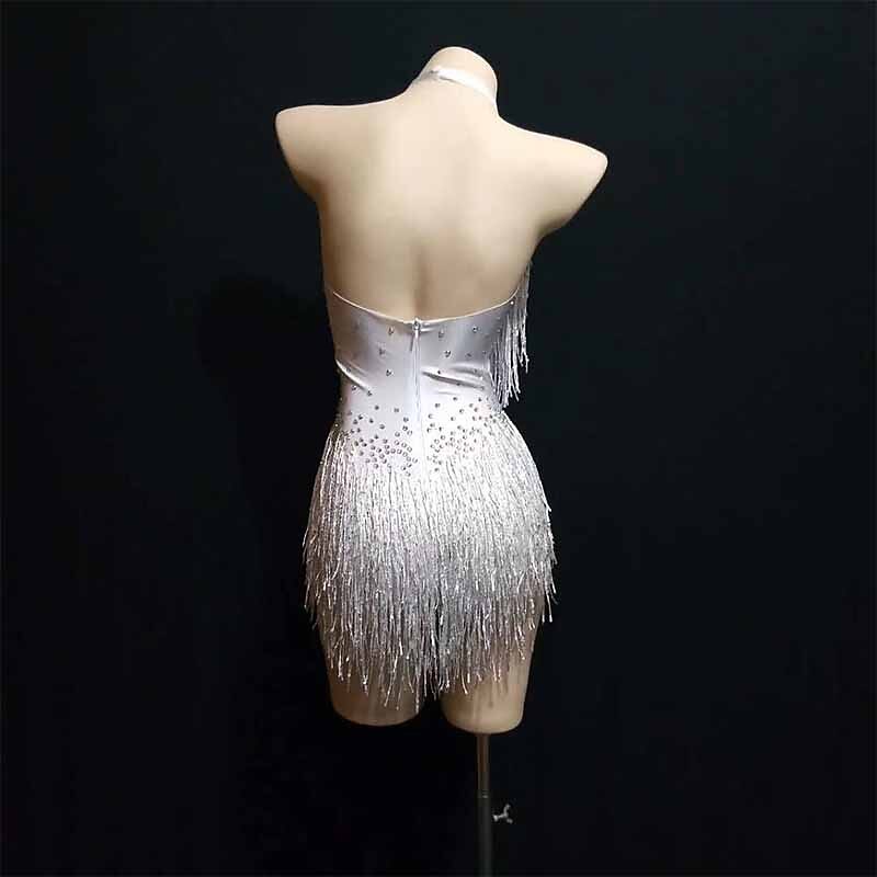 Costumes Exotic Dancewear Leotard / Onesie Tassel Crystals / Rhinestones Women's Performance Sleeveless Spandex2