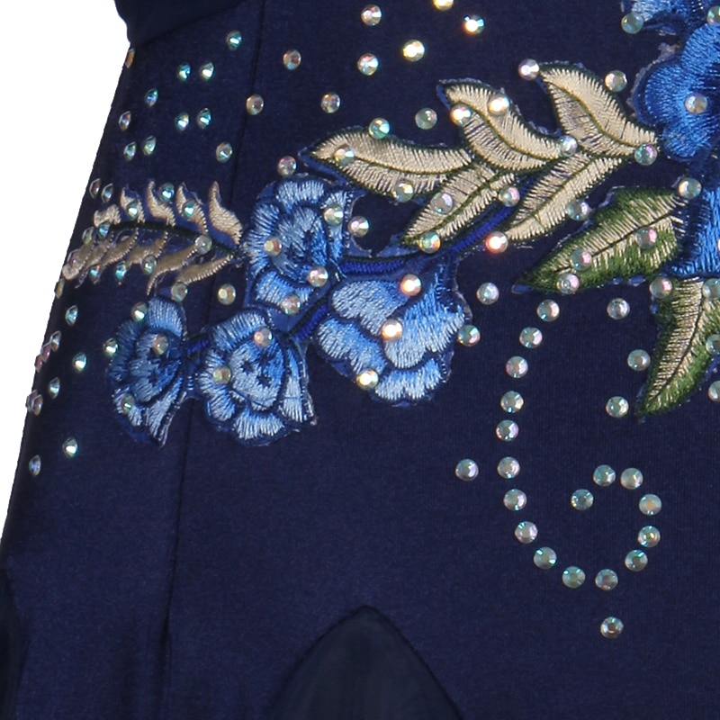 Ballroom Dance Dress Embroidery Crystals / Rhinestones Women's Performance Training Long Sleeve Spandex Elastane Tulle4