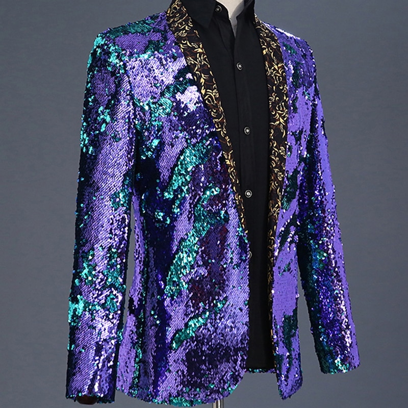 Disco 1980s Tuxedo Suits & Blazers Prince Sequins Geometric Fancy Dress Men's Carnival Costume Halloween New Year Party Evening Wear Prom Pride Parade Adults' Tuxedo3