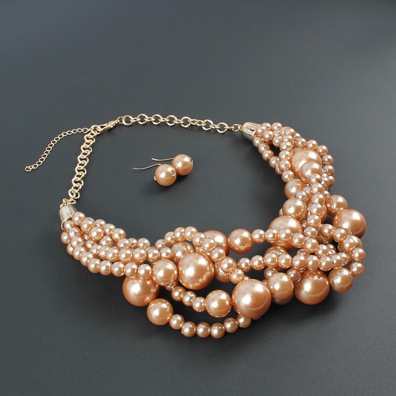 Bridal Jewelry Sets 1 set Pearl Imitation Pearl 1 Necklace Earrings Women's Statement Colorful Cute Layered Love irregular Jewelry Set For Party Wedding dress to impress3