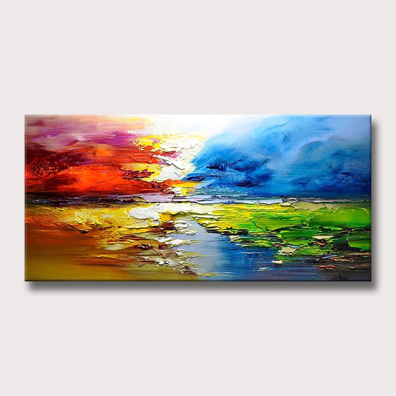 Large Size Oil Painting 100% Handmade Hand Painted Wall Art On Canvas Colorful Lake Scenery Clouds Abstract Home Decoration Decor Rolled Canvas No Frame Unstretched4
