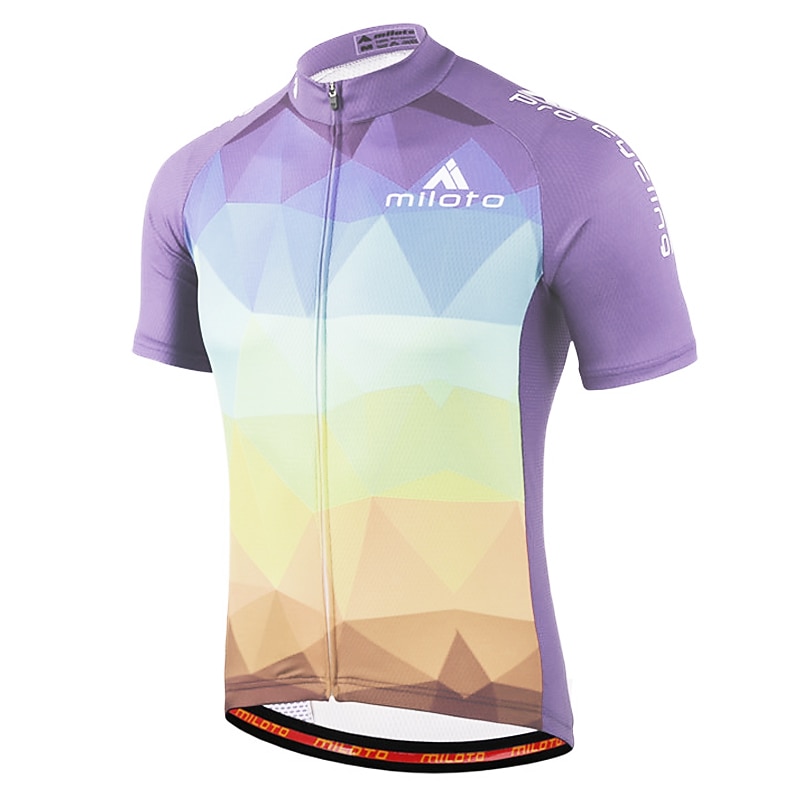 Men's Cycling Jersey Rainbow Gradient Patterned Short Sleeve Bike Shirt Sweatshirt Jersey with 3 Rear Pockets Mountain Bike MTB Road Bike Cycling Quick Dry Moisture Permeability Front Zipper Soft3