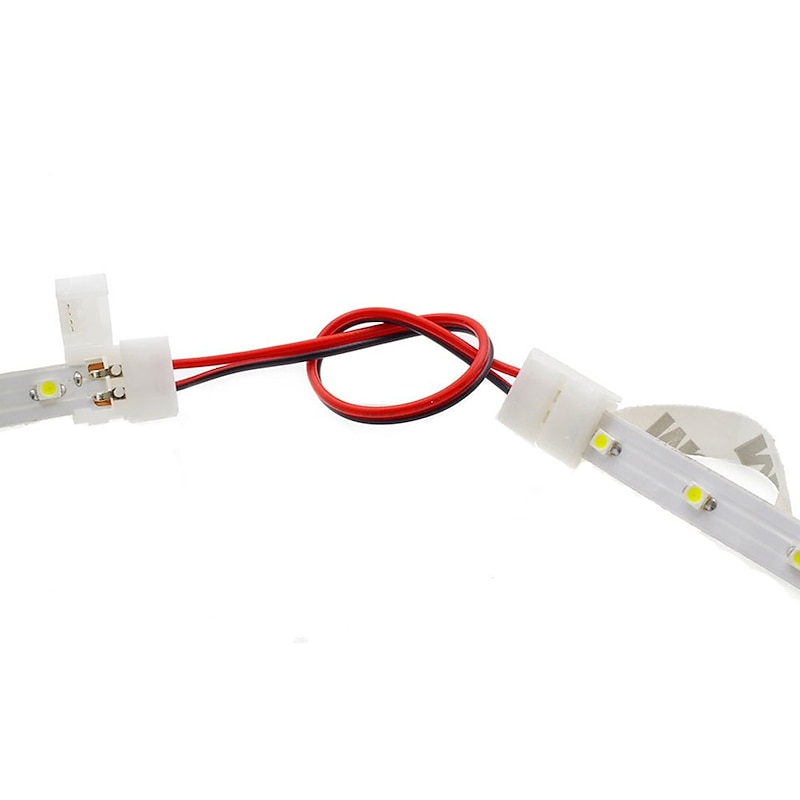 10PCS 2 Pin Single Color Solderless LED Light Strip Wire Tape Connectors for 8mm /10 mm Wide Flexible LED Strip Lights2