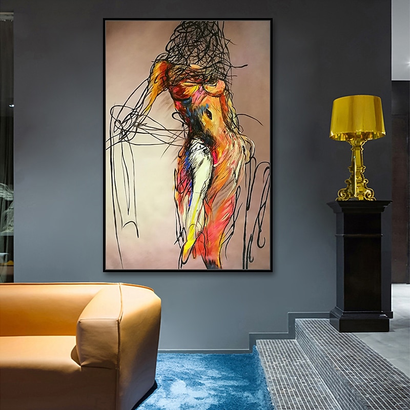 Oil Painting Hand Painted Vertical People Nude Modern Rolled Canvas (No Frame)