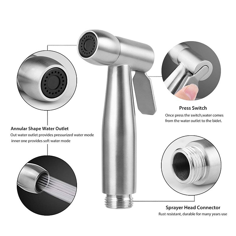 Stainless Steel Handheld Bidet Mixing Valve Toilet Bow Cleaning Set Bidet Sprayer Faucet Balcony Cleaning Accessories Washlet3
