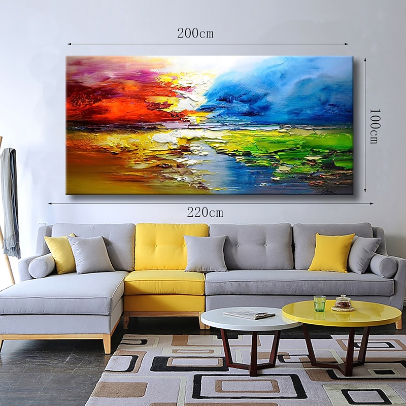 Large Size Oil Painting 100% Handmade Hand Painted Wall Art On Canvas Colorful Lake Scenery Clouds Abstract Home Decoration Decor Rolled Canvas No Frame Unstretched3