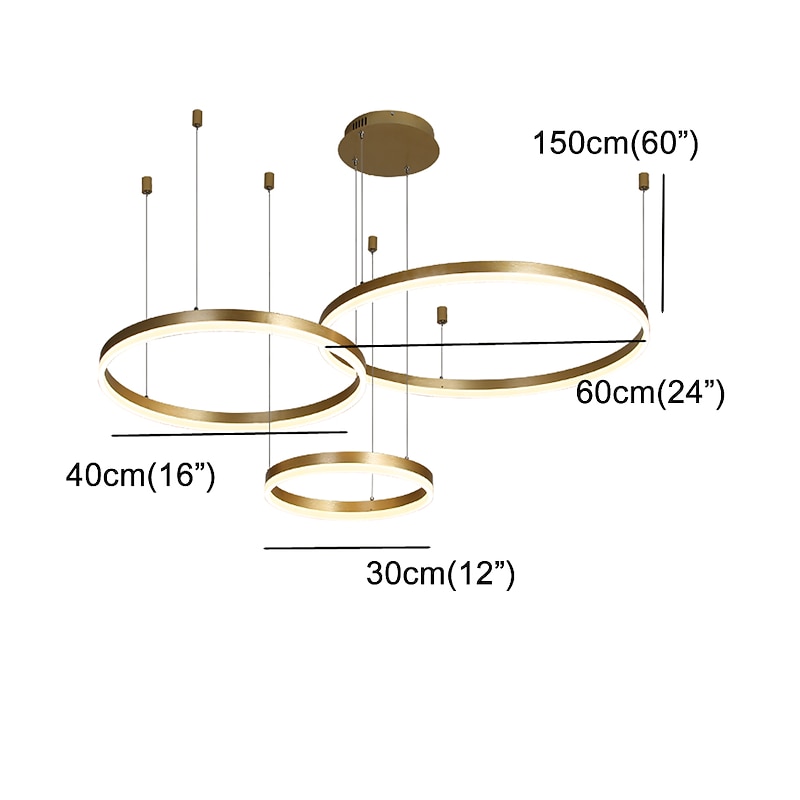 1-Light LED 60W Circle Design Chandelier/ LED Modern Pendant Lights For Living Room Coffee Bar Shop Room ONLY DIMMABLE WITH REMOTE CONTROL4