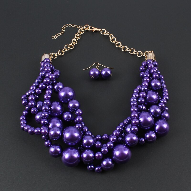 Bridal Jewelry Sets 1 set Pearl Imitation Pearl 1 Necklace Earrings Women's Statement Colorful Cute Layered Love irregular Jewelry Set For Party Wedding dress to impress4