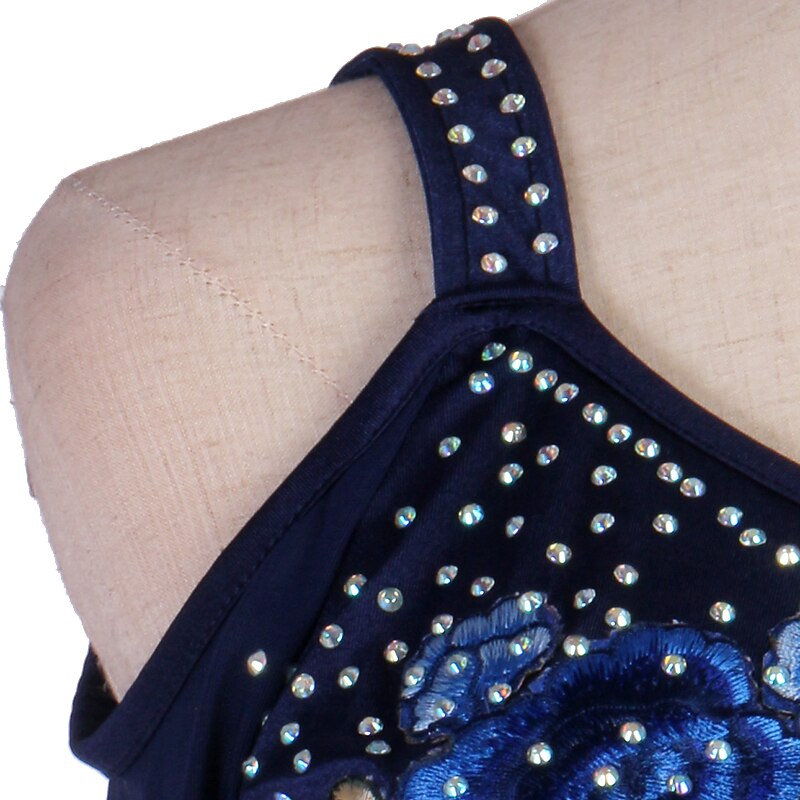 Ballroom Dance Dress Embroidery Crystals / Rhinestones Women's Performance Training Long Sleeve Spandex Elastane Tulle3