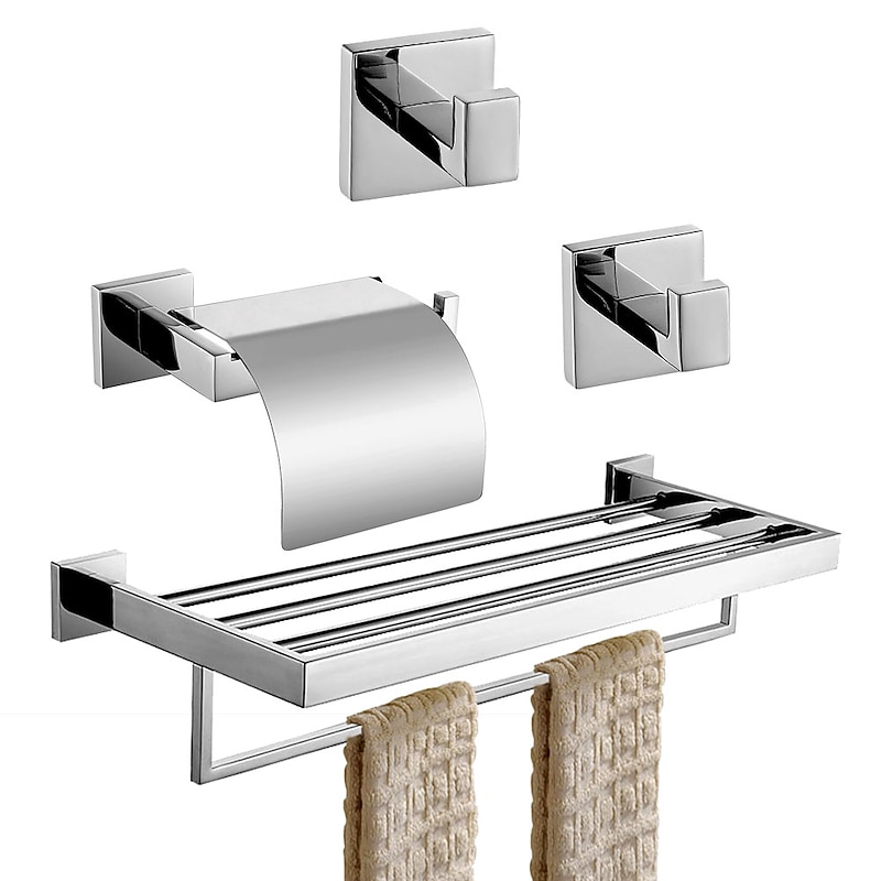 Toilet Paper Holder / Robe Hook / Bathroom Shelf New Design / Creative Contemporary / Modern Stainless Steel + A Grade ABS / Stainless Steel / Metal 4pcs - Bathroom Wall Mounted