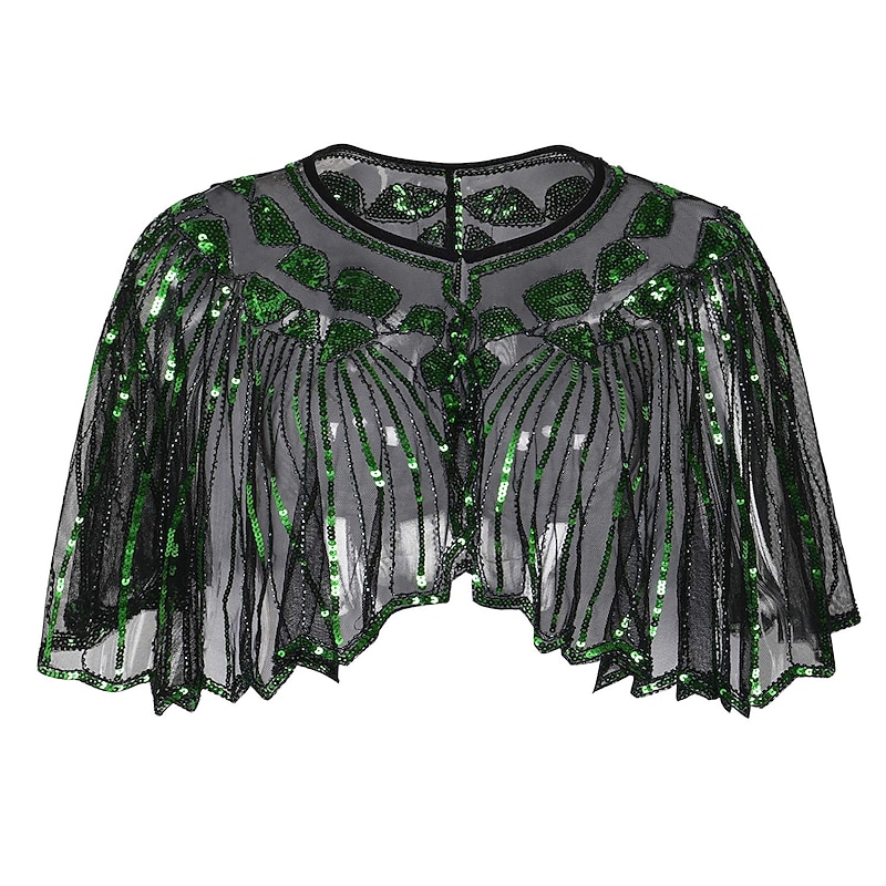 Shawl Retro Roaring 20s 1920s Party Costume Prom Dress Halloween Costumes Normal The Great Gatsby Charleston Wedding Guest Sequins Geometric A-Line Cape Fancy Dress Women's Christmas Carnival New Year3