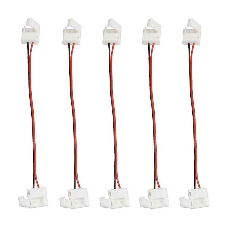 5 pcs Waterproof 8/10mm Wide 2-pin SMD 5050 3528 Flex LED Strip Connector Monochrome LED Strip to Strip Jumper