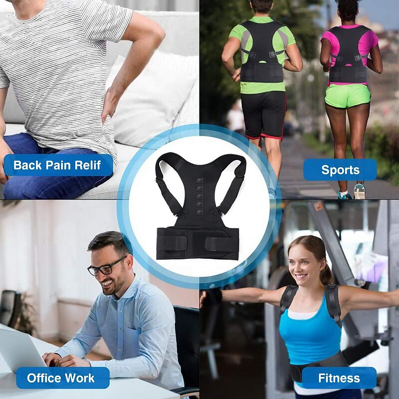 Men Women Adjustable Magnetic Posture Corrector Corset Back Brace Back Belt Lumbar Support Straight Corrector3