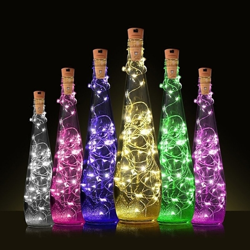 LED Bottle String Lights Cork Shaped Outdoor Wedding Decoration 2M LED Night Starry Light 30pcs 12pcs 10pcs Copper Wire Stopper Wine Bottle Lamp Wedding Party Christmas Decoration2