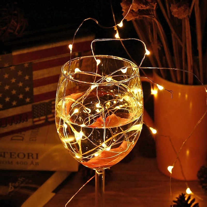 1pc 2m String Lights Outdoor Waterproof String Lights 20 LEDs Warm White  White  Multi Color for Christmas Party Decorative Batteries Powered2