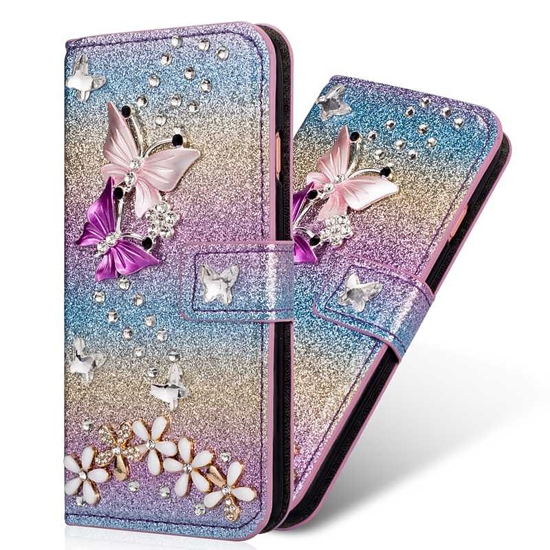 Case For Huawei Y6p Y5p Y7p Wallet Card Holder with Stand Butterfly PU Leather Case For Huawei P smart 2020 P40 lite  Honor 9S Nova 6 SE Nova 7i P40 Pro Y7 Prime (2019) Honor 20 lite Mate 20 - Main Image