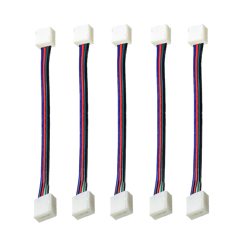 5 pcs Waterproof RGB 5050 LED Light Strip Connector 4 Pins 10 mm Wide Strip to Strip Jumper Wire Solderless - Main Image