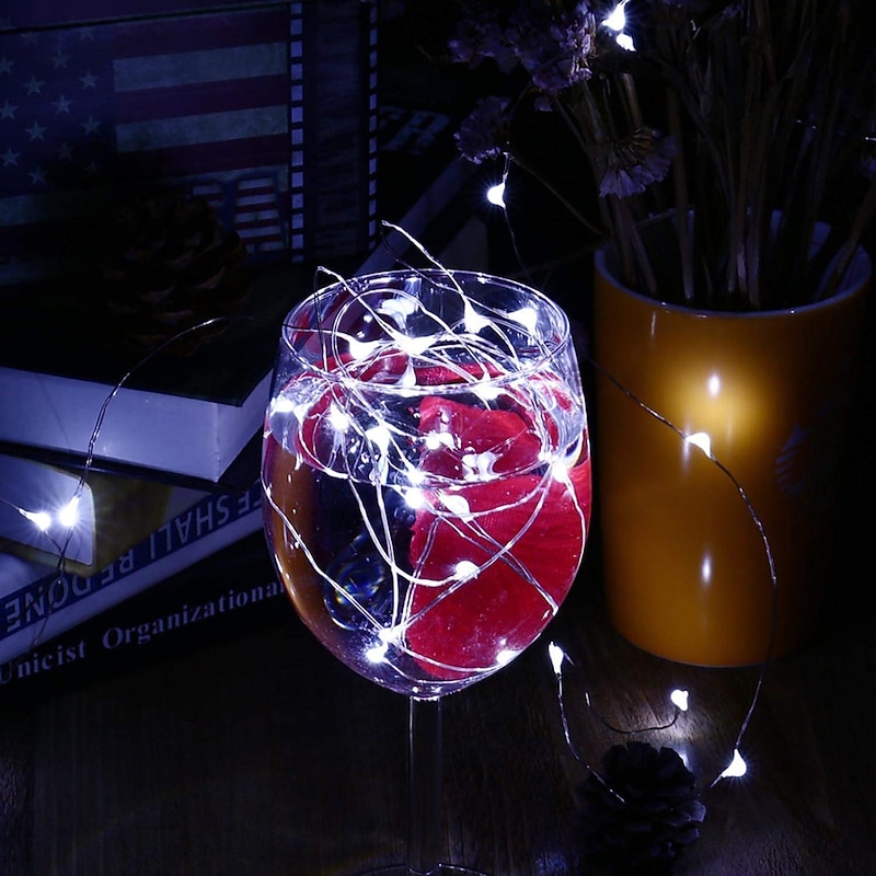 1pc 2m String Lights Outdoor Waterproof String Lights 20 LEDs Warm White  White  Multi Color for Christmas Party Decorative Batteries Powered3