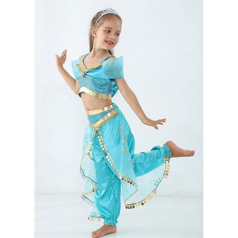 Princess Jasmine Costume Girls' Fairytale Theme Performance Cosplay Costumes Theme Party Sequins Polyester / Top / Pants World Book Day Costumes