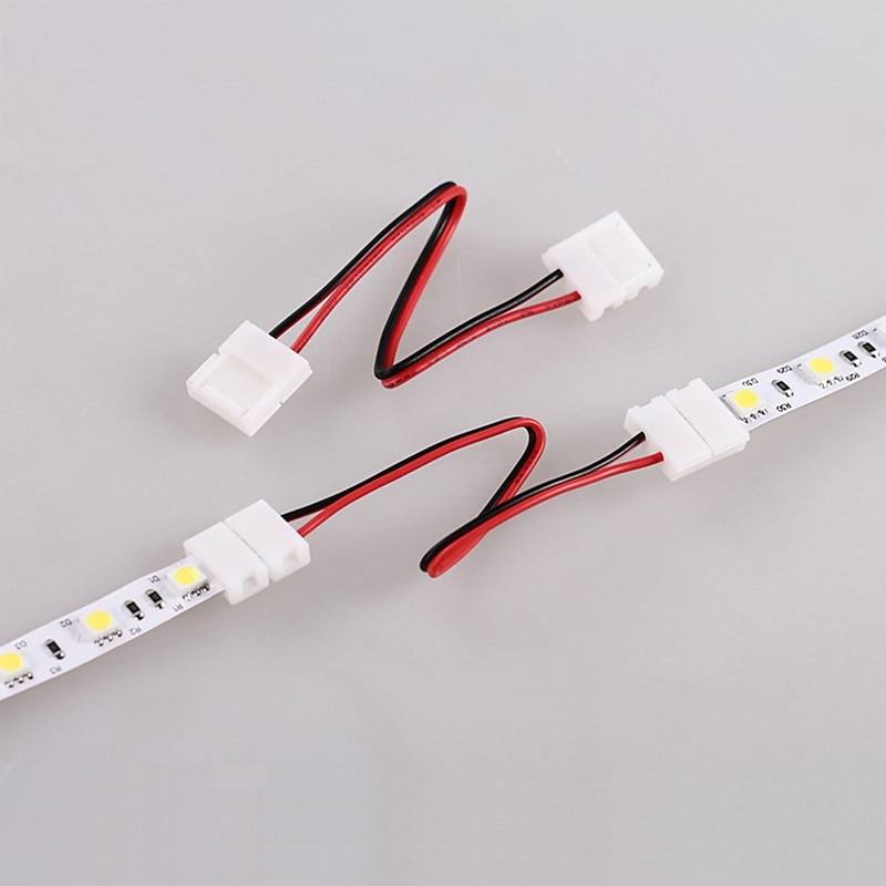 10PCS 2 Pin Single Color Solderless LED Light Strip Wire Tape Connectors for 8mm /10 mm Wide Flexible LED Strip Lights3