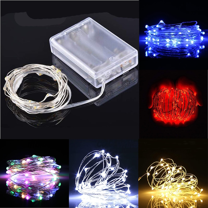 LED String Lights 5M 50 LEDs String Lights Mini Battery Powered Copper Wire Starry Fairy Lights Battery Operated Lights for Decoration