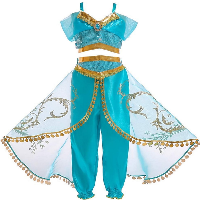 Princess Jasmine Costume Girls' Fairytale Theme Performance Cosplay Costumes Theme Party Sequins Polyester / Top / Pants World Book Day Costumes4