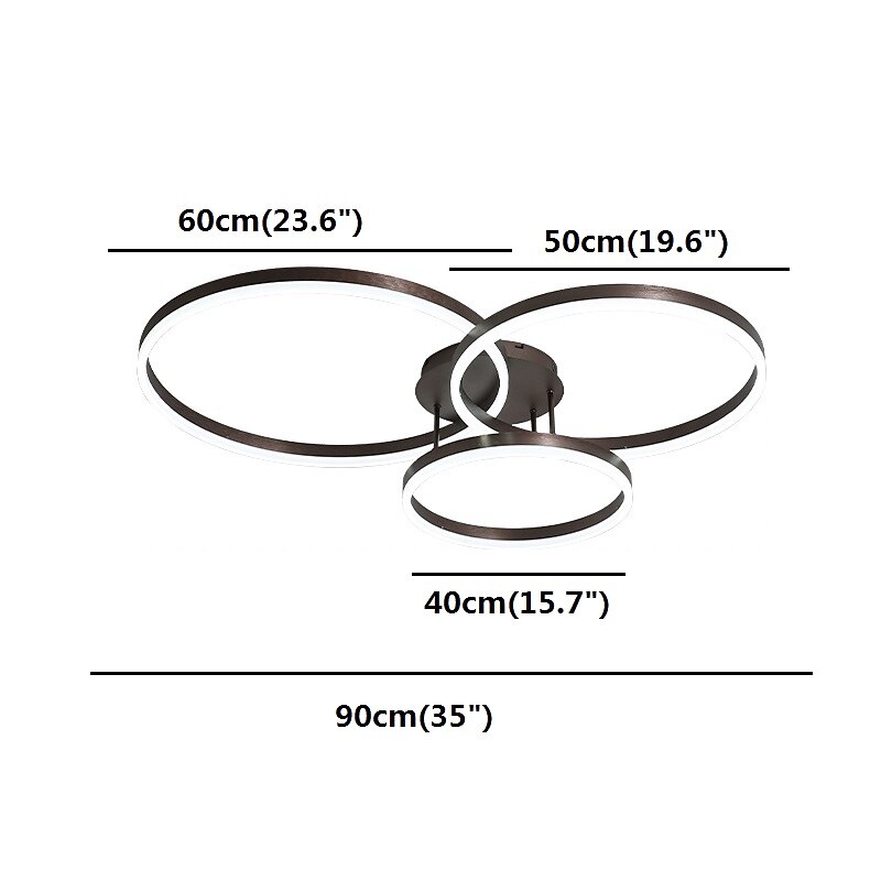 90 cm 3-Light Circle Design Ceiling Light  Flush Mount Lights Metal Painted Finishes LED Nordic Postmodern Style for Dining Room Living Room 110-120/220-240V3