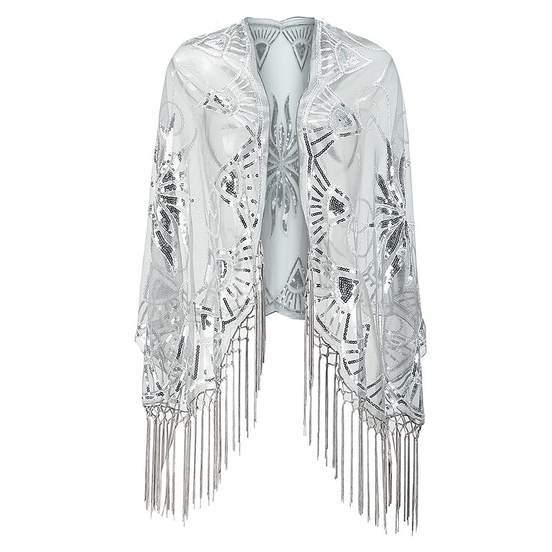 Shawl Roaring 20s 1920s Cocktail Dress Party Costume Prom Dress Halloween Costumes Normal The Great Gatsby Charleston Wedding Guest Sequins Tassel Fringe Geometric Cape Fancy Dress Women's Wedding2