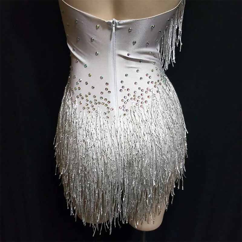 Costumes Exotic Dancewear Leotard / Onesie Tassel Crystals / Rhinestones Women's Performance Sleeveless Spandex4