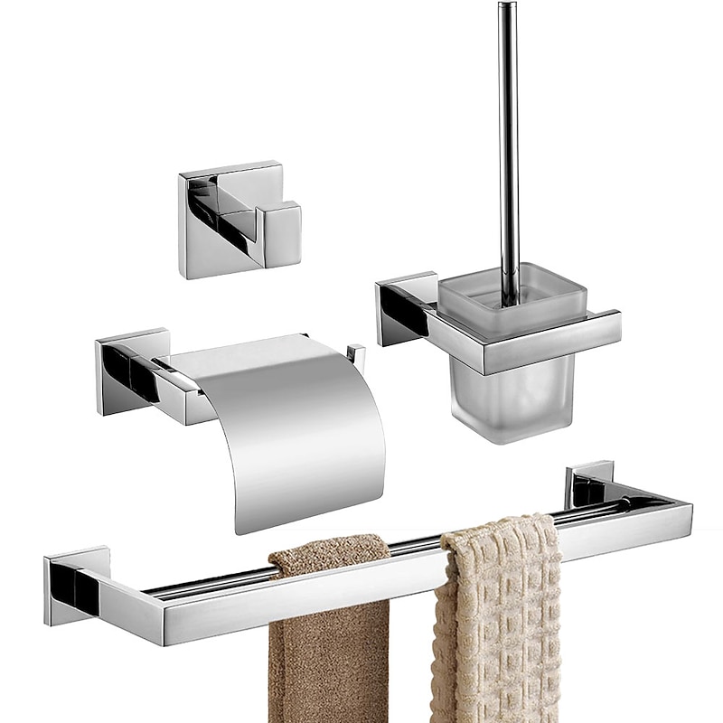 Bathroom Accessory Set / Toilet Paper Holder / Robe Hook New Design / Creative Contemporary / Modern Stainless Steel + A Grade ABS / Stainless Steel / Metal 4pcs - Bathroom Wall Mounted