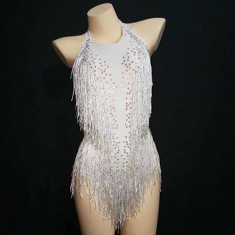 Costumes Exotic Dancewear Leotard / Onesie Tassel Crystals / Rhinestones Women's Performance Sleeveless Spandex