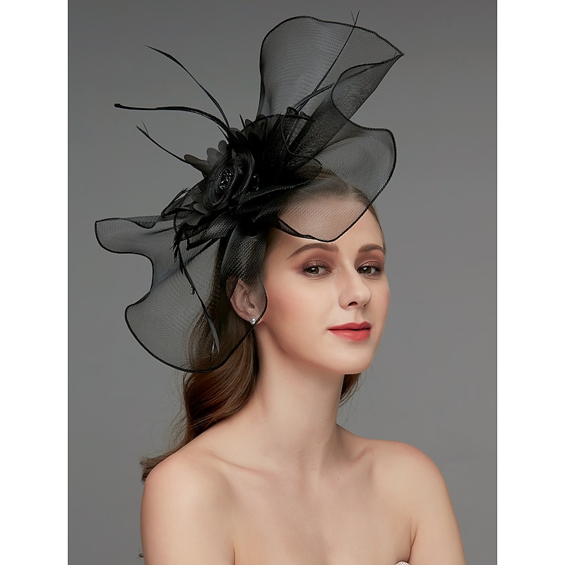 Flower Feather Net Fascinators Hat Kentucky Headpiece Trim 1 PC Horse Race Ladies Day Horse Race Elegant & Luxurious with Clip Headband Headwear dress to impress Race Day Dress4