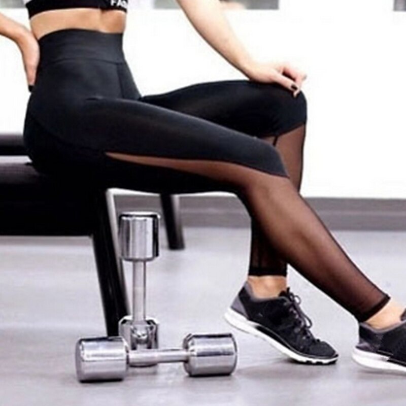 Women's Yoga Pants Butt Lift Tummy Control High Waist Gym Workout Running Fitness Tights Leggings Bottoms Solid Color Black Mesh Sports Activewear Slim3