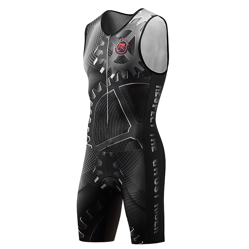 Men's Triathlon Tri Suit Bike Triathlon / Tri Suit Semi-Form Fit Mountain Bike MTB Triathlon Sports Plaid Checkered Gear 3D Pad Anti-slip Strap Breathable Anatomic Design Black Purple Polyester4