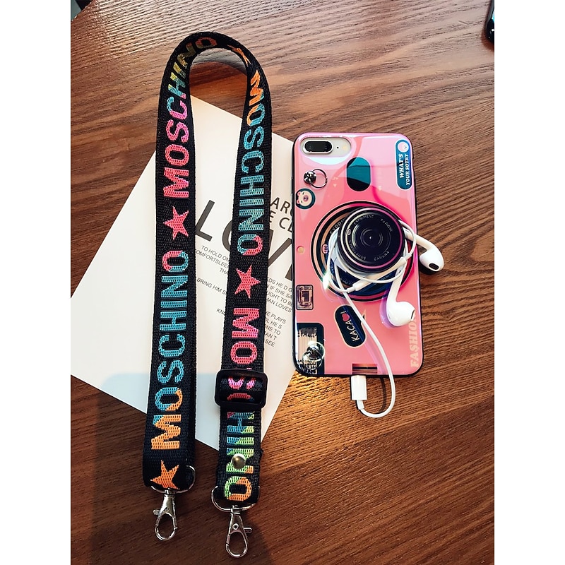 Phone Case For iPhone 14 Pro Max Plus 13 Pro Max Mini Back Cover with Stand Holder with Lanyard Shockproof Camera TPU3