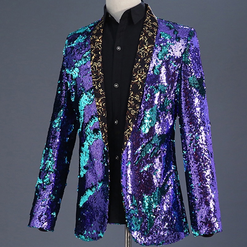 Disco 1980s Tuxedo Suits & Blazers Prince Sequins Geometric Fancy Dress Men's Carnival Costume Halloween New Year Party Evening Wear Prom Pride Parade Adults' Tuxedo2