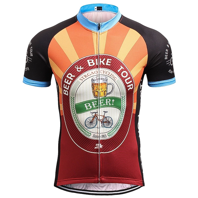 Men's Cycling Jersey Retro Patterned Novelty Short Sleeve Bike Jersey Top with 3 Rear Pockets Mountain Bike MTB Road Bike Cycling Quick Dry Back Pocket Moisture Wicking Breathable Sports Black3