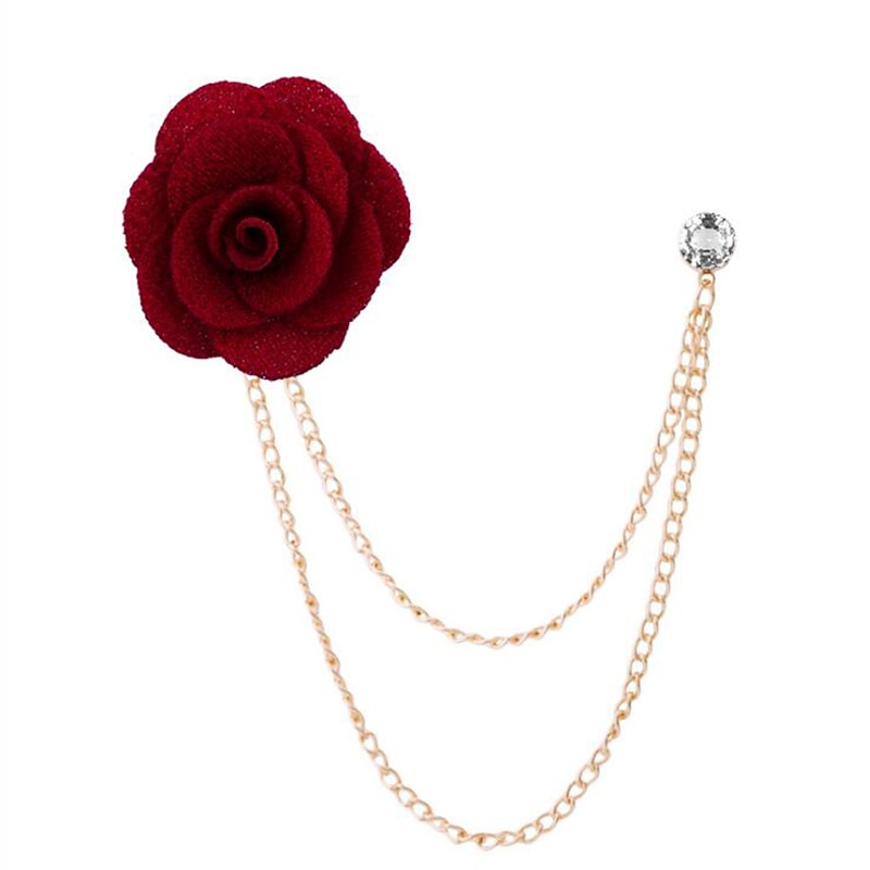 Men's Crystal Brooches Link / Chain Creative Flower Vertical / Gold bar Fashion Basic Classic Trendy Rock Brooch Jewelry Camel Assorted Color Black For Wedding Party Engagement Promise Festival3