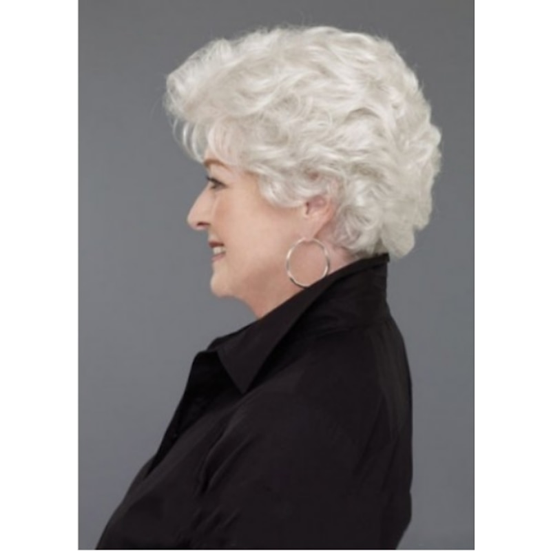 Gray Wigs for Women Synthetic Wig Wavy Matte Layered Haircut Deep Parting Wig Short Creamy-White Synthetic Hair Women's  Simple Classic Women White Wigs