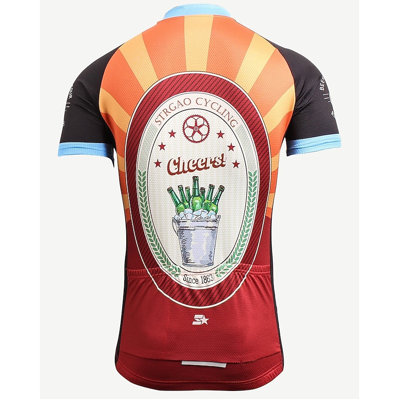 Men's Cycling Jersey Retro Patterned Novelty Short Sleeve Bike Jersey Top with 3 Rear Pockets Mountain Bike MTB Road Bike Cycling Quick Dry Back Pocket Moisture Wicking Breathable Sports Black4