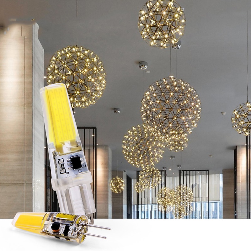 10pcs G4 6W 600lm COB LED Bi-pin Light Bulb Dimmable for Cabinet Light Ceiling Lights RV Boats Outdoor Lighting 60W Halogen Equivalent Warm White Cold White 110~120V4