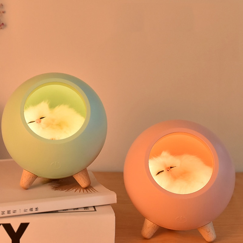 Touch Dimming Kitten Night Light Pet House Atmosphere LED Night Light Cat House Touch Dimming Table Lamp For Kids Bedroom Gifts