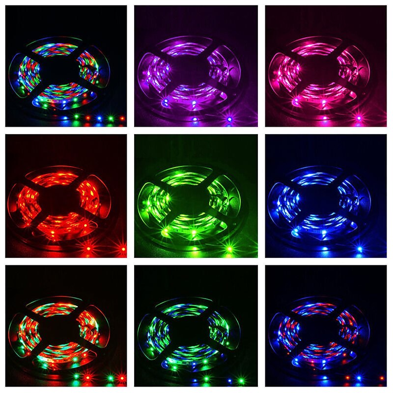 5m LED Strip Lights RGB Tiktok Lights 300 LED 2835 SMD RGB Tape Lights Light Sets Self Adhesive Multicolor for Room Kitchen TV Festival Illumination with Remote 12V4