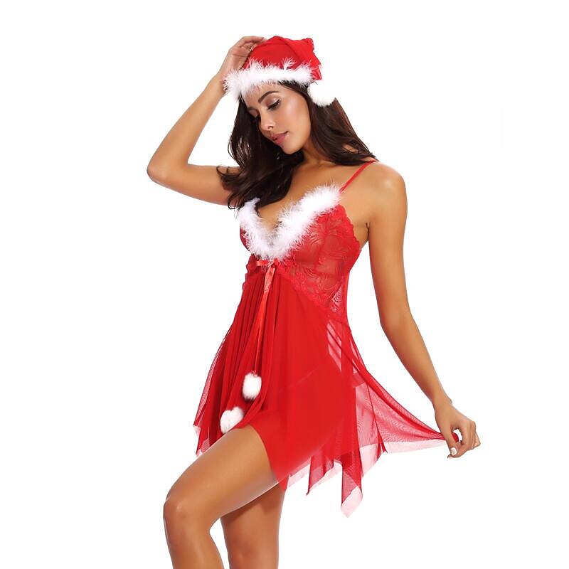 Santa Suit Dress Cosplay Costume Christmas Dress Adults' Women's Christmas Cosplay Vacation Dress Christmas Festival Christmas Carnival Masquerade Easy Carnival Costume3